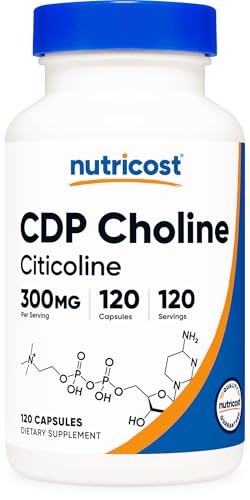 Nutricost CDP Choline (Citicoline) 300mg, 120 Vegetarian Capsules, GMO-Free | Gluten Free