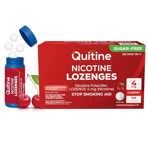 Quitine Nicotine Lozenges 4mg, Cherry Flavor – 168 Count | Quit Smoking