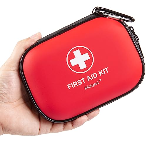 Mini First Aid Kit - 120 Piece Small Waterproof Hard Shell Medical