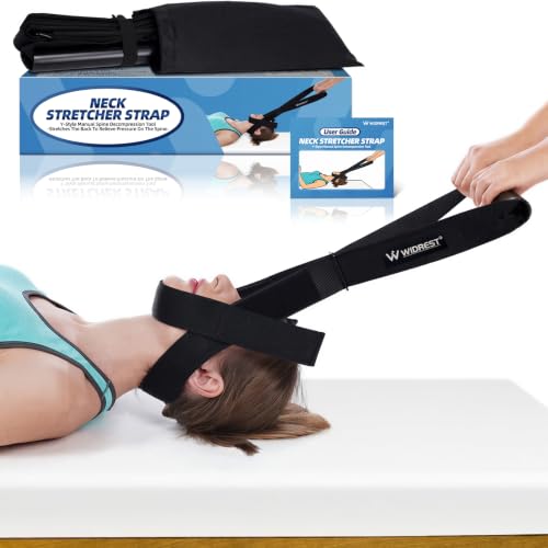 WIDREST Neck Stretcher Strap, Spine Chiropractic Decompression Tool with Chin Belt, Cervical