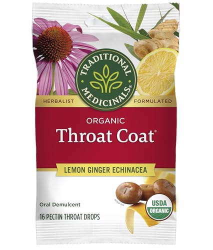 Traditional Medicinals Organic, Throat Coat Lozenges, Lemon Ginger Echinacea - Herbal Cough