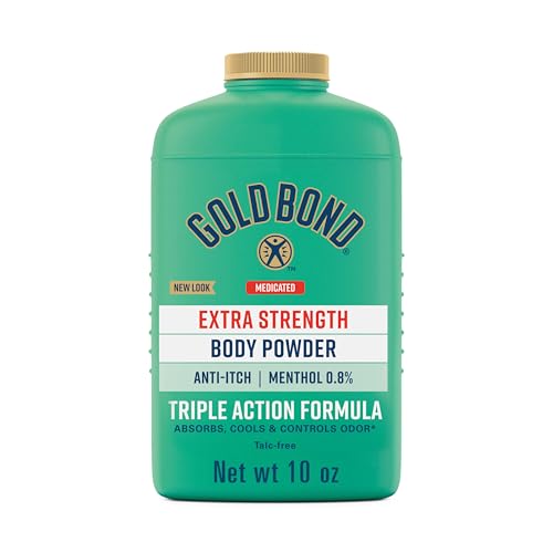 Gold Bond Medicated Powder, Talc-Free Body Powder, Extra Strength, 10 oz | Cool, dry comfort, medicated body powder, cooling powder, absorbs moisture, (0.8) 5x Menthol as Original