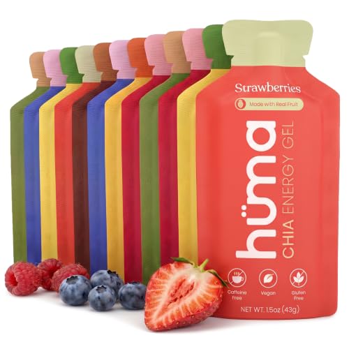 Huma Chia Energy Gel, Variety, 12 Gels | Real Food, Stomach Friendly Energy Gels