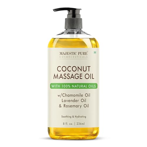 Majestic Pure Coconut Massage Oil for Massage Therapy, Moisturizing Body Oil,100% Natural