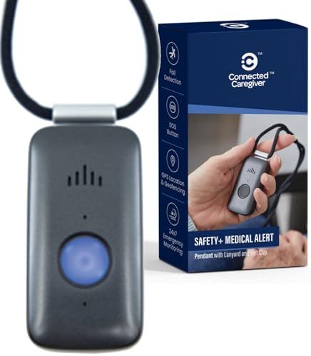 Safety+ 4G Medical Alert System: Fall Detection, GPS Location, 24/7 Monitoring, Mobile Caregiver App, Small, Lightweight-Call to Activate Wireless Call Button, Personal Safety, Wearable Panic Button