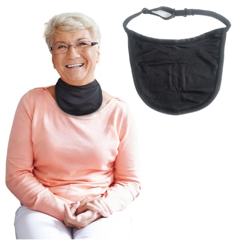 Tracheostomy Supplies-Stoma Covers for Laryngectomy Adjustable Straps Cover Neck Trachea Care Kits with Dust Shield Protectors(Double-Layer) Breathable Laryngectomy Cover Tracheotomy Care (Black) (1)