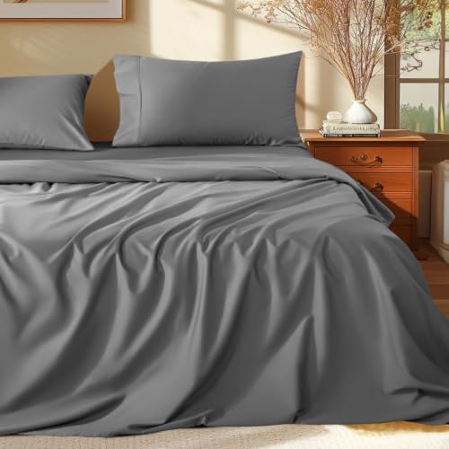 Shilucheng 100% Egyptian Long-Staple Cotton King Size Sheets 4 Piece