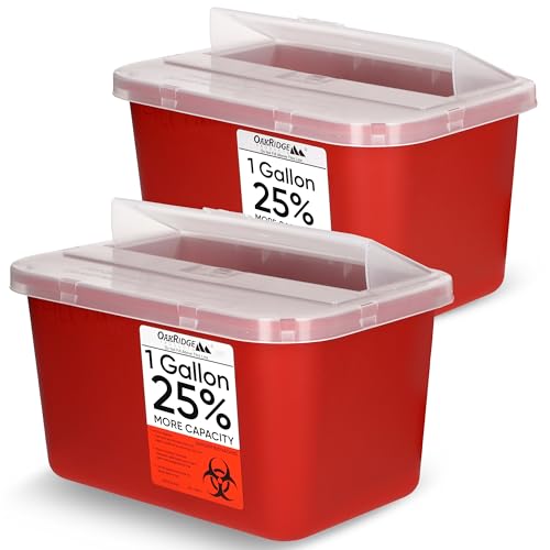 Oakridge Products Large Sharps Container for Home Use and Professional 1 Gallon