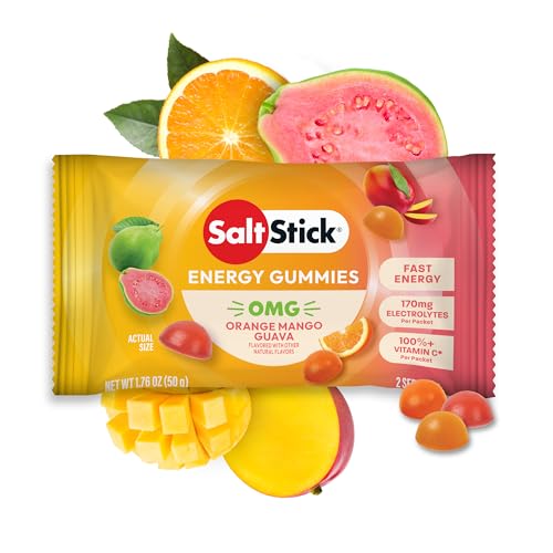 SaltStick Energy Chews Orange Mango Guava Energy Gummies 10 Bags/20 Serving | Quick carbohydrates and electrolytes in delicious gummies to fuel your workout without sticky gels. Caffeine-free.