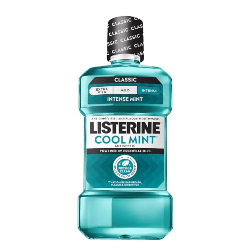 Listerine Cool Mint Antiseptic Mouthwash, Intense Mint, 50.7 fl. oz/1.5 L | Kills 99.9% of Germs That Cause Bad Breath, Plaque, and Gingivitis, ADA-Accepted, Daily Oral Rinse for Instant Fresh Breath