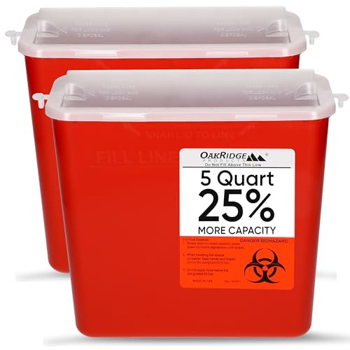 Oakridge Products Sharps Container for Home Use and Professional 5 Quart (2-Pack),