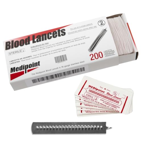 MEDIPOINT Stainless Steel Lancets – 200 Count | Sterile, Disposable, Individually Wrapped