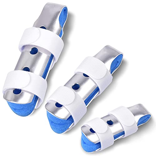 Sopito Finger Splint, 3-Size Set for Middle, Pinky & Thumb, Lightweight | Great for Seniors & Active Adults, Helps Immobilize for Recovery, Comfort Cushion Design, Breathable, Aluminum Support