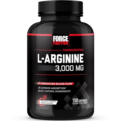 Force Factor L-Arginine 3000mg, Nitric Oxide Supplement, 150 Capsules | Support Stronger
