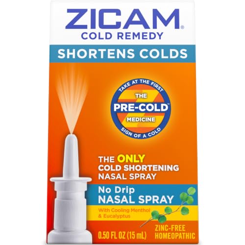 Zicam Cold Remedy No-Drip Nasal Spray, Menthol & Eucalyptus, 0.50 Fl Oz