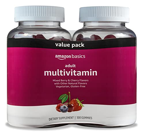 Amazon Basics Adult Multivitamin Gummies, Mixed Berry & Cherry Flavors, 150 Count,