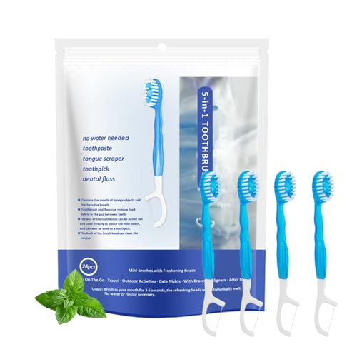 Malisseladi 5 in 1 Mini Brushes-Disposable Toothbrushes with Toothpaste + Floss +