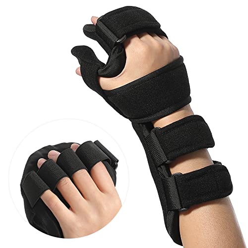 Fanwer Resting Hand Splint, Hand Brace with Hand Support and 5 Finger Wrap | for Stroke, Muscle Atrophy Rehab, Arthritis, Tendonitis