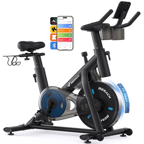 MERACH Exercise Bike, Magnetic Friction Stationary Bike with Brake Pad and Exclusive