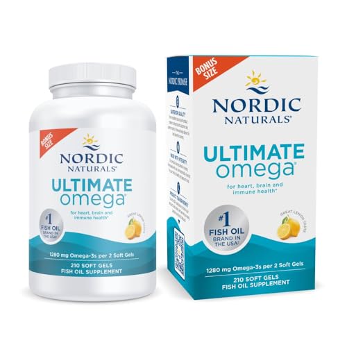 Nordic Naturals Ultimate Omega, 1280mg Omega-3 Fish Oil, Lemon - 210 count
