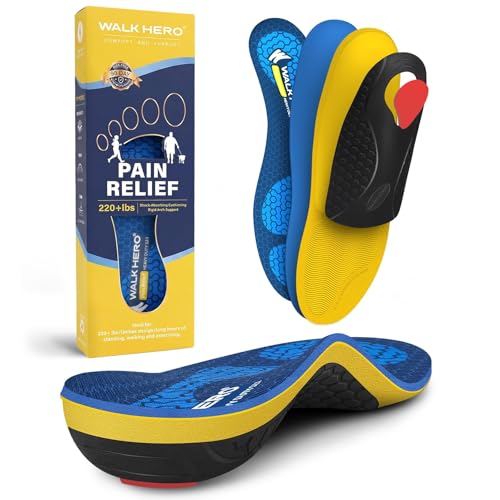 WalkHero Heavy Duty High Arch Support Insoles Men, 220+lbs Shoe Insoles |