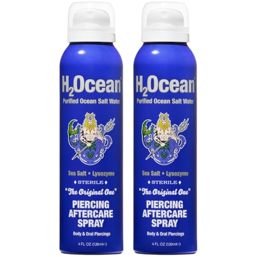 H2Ocean Piercing Aftercare Spray, Organic Sea Salt Wash for Ear, Nose, Naval,