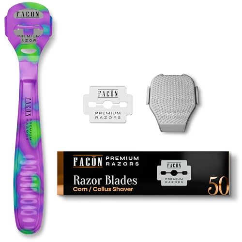 Facón Professional Callus Shaver Remover with 50 Blades, Pedicure Razor for Feet