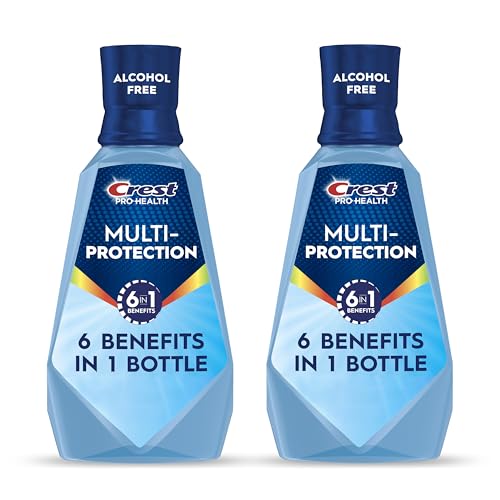Crest Mouthwash Pro Health Multi-Protection, 1L, 2 Pack, 6-in-1 Benefits, Alcohol Free,