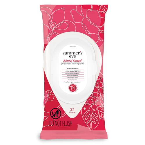Summer's Eve Refreshing Feminine Wipes, Blissful Escape, 32 Count | Resealable, Vaginal Wipes, Feminine Care to Help Remove Vaginal Odor, Gynecologist Tested, Gentle Wipes Cleanse Intimate Area