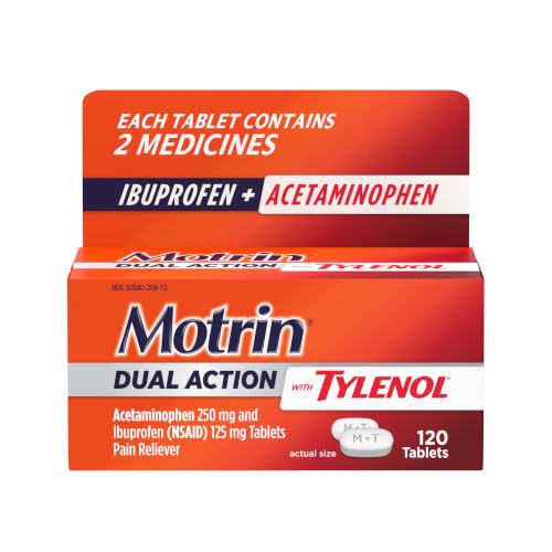 Motrin Dual Action with Tylenol, Ibuprofen & Acetaminophen, 120 ct | Fast-Acting,
