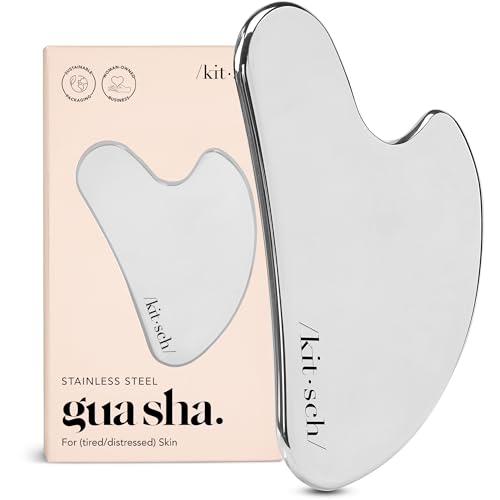 Kitsch Stainless Steel Guasha Tool for Face - Silver | Stainless Steel Gua Sha Facial Tools | Face Sculpting Tool and Double Chin Reducer, Neck & Lymphatic Drainage Massager