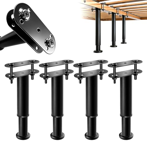 IBGUC Adjustable Height Bed Support Legs,4PCS,7.3-12in, Heavy Duty Metal Center Bed Frame