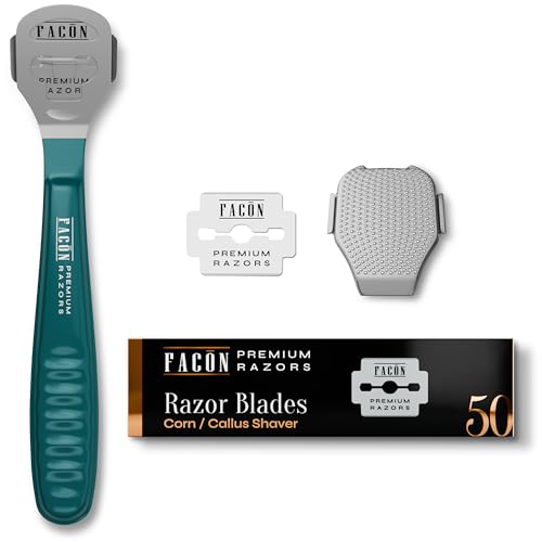 Facón Professional Callus Shaver Remover with 50 Blades, Pedicure Razor for Feet