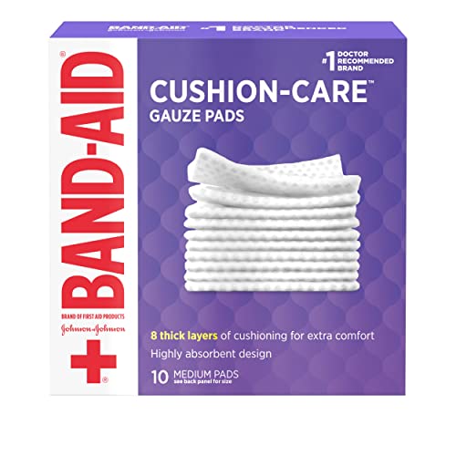 BAND-AID Brand Cushion-Care Gauze Pads, Medium Size, 3 in x 3 in,