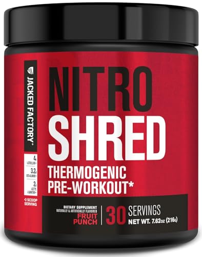 Jacked Factory NITROSURGE Shred Pre Workout Supplement - Energy Booster, Instant Strength