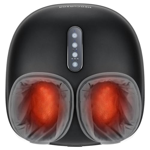 Medcursor Foot Massager with Heat - Shiatsu Feet Massage Machine Delivers Relief for Tired Muscles & Plantar, Deep Kneading Therapy, Multi-Level Settings for Home, Office Use, Size up to 13"