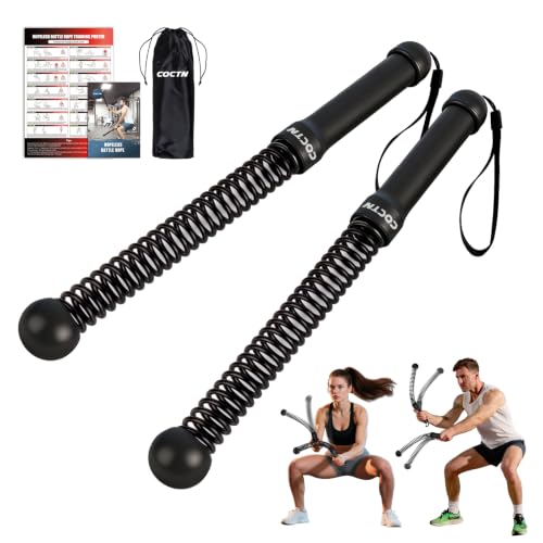 COCTN Cordless Battle Rope for Home Gym, Heavy Duty Portable with Poster