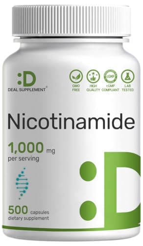 Vitamin B3 Nicotinamide 1,000mg Per Serving – 500 Capsules, Flush Free Niacin,