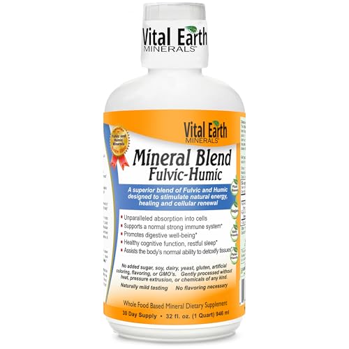 Vital Earth Minerals Fulvic Humic Mineral Blend Liquid, 32 Oz | Energizing