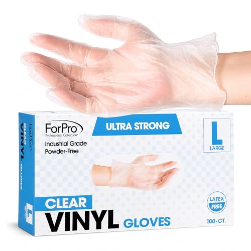 ForPro Disposable Vinyl Gloves, 3.9 Mil, Powder & Latex-Free, Food Safe |