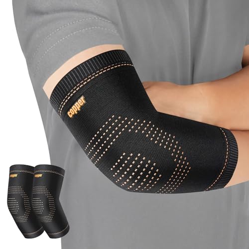 Vlela Copper Elbow Compression Sleeve |Tennis Elbow Brace for Men Women | Copper Infused |3D Knit |Pain Relief for Tendonitis , Arthritis, Bursitis,Golfers Elbow