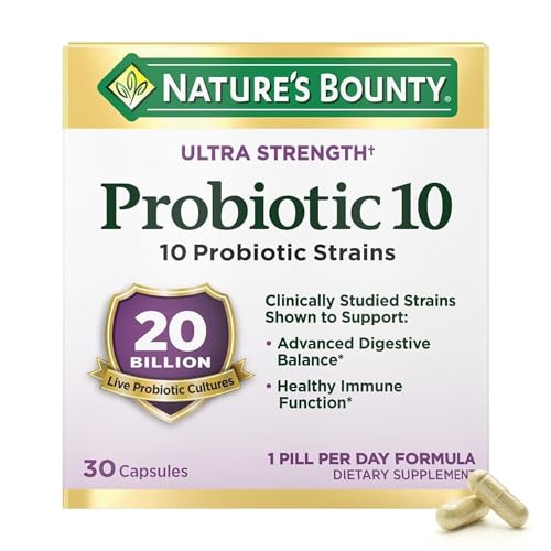 Nature's Bounty Probiotic 10 Daily Probiotic Supplement, 30 Capsules | For Digestive,
