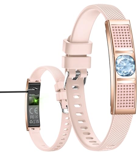 Diamond Smart Bracelet for Women Men Screen-Free Fitness Tracker with Heart Rate & Sleep Monitor Activity Tracker Steps Calories Distance Women’s Cycle Tracking 3ATM Waterproof Health Smart Bracelet