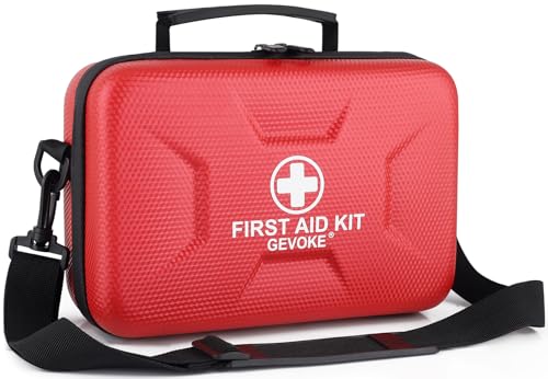 Gevoke 410 Piece Waterproof Hard Shell First Aid Kit, Red | For