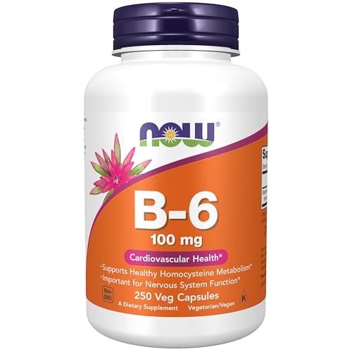 NOW Supplements, Vitamin B-6 (Pyridoxine HCl) 100 mg, 250 Veg Caps