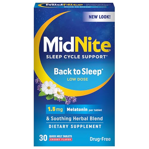 MidNite Back to Sleep 1.5 mg Low Dose Melatonin Sleep Aid, 30