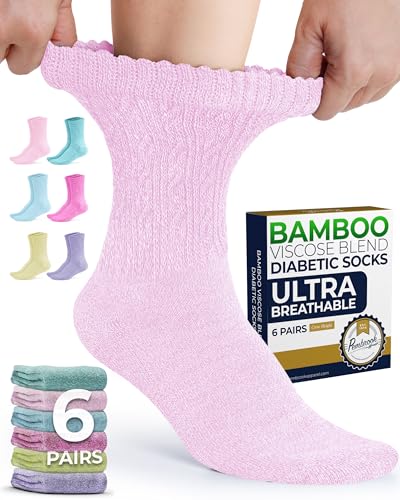 Pembrook® Womens Diabetic Socks Size 9-11, Soft Diabetic Crew Socks for Women