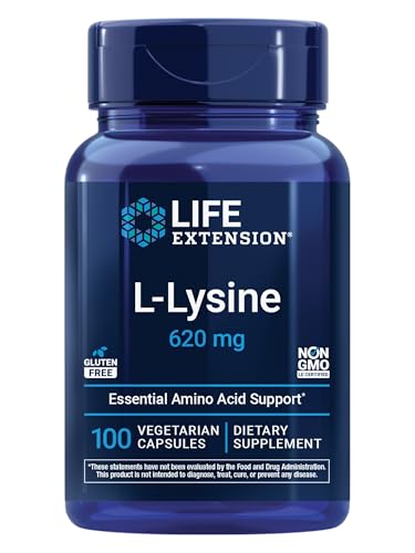 Life Extension L-Lysine, 620 mg, Amino Acid, 100 Capsules | Essential Amino