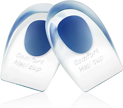 Gel Heel Cups for Heel Pain Relief, Plantar Fasciitis - 2 Pack