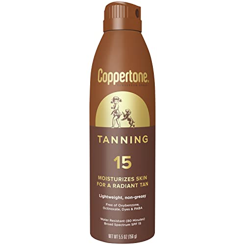 Coppertone Tanning Sunscreen Spray SPF 15, 5.5 FL OZ | Sun Tanning